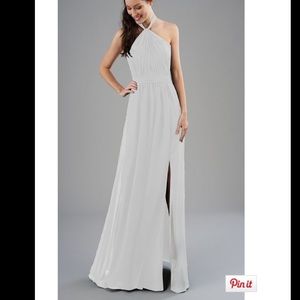 Halter Neckline Poly Chiffon Long Bridesmaid Dress